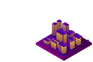 isometrisk framtida stad. fastighets- och byggbranschens koncept vektor