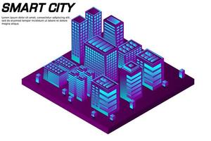 isometrisk framtida stad. fastighets- och byggbranschens koncept vektor