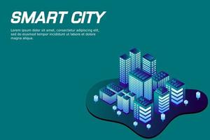 isometrische zukünftige Stadt. Immobilien- und Bauwirtschaftskonzept vektor