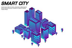 isometrische zukünftige Stadt. Immobilien- und Bauwirtschaftskonzept vektor