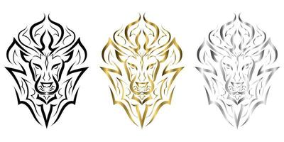 Schwarz-Weiß-Strichzeichnungen der Vorderseite des Löwenkopfes. es ist ein Zeichen des Tierkreises Leo. Gute Verwendung für Symbol, Maskottchen, Symbol, Avatar, Tattoo, T-Shirt-Design, Logo oder jedes gewünschte Design. vektor