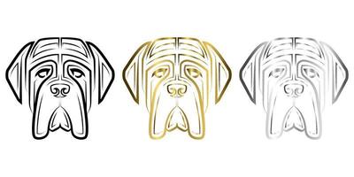 linjekonst av engelsk mastiff hundhuvud. bra användning för symbol, maskot, ikon, avatar, tatuering, t-shirtdesign, logotyp eller vilken design du vill. vektor