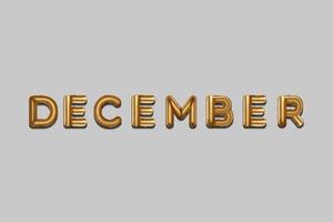 december skriven med gyllene folieballonger. december bokstav gyllene ballonger, december typografi. isolerade vektor design