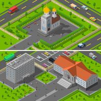 Church State Edifice Isometric 2 Banners vektor