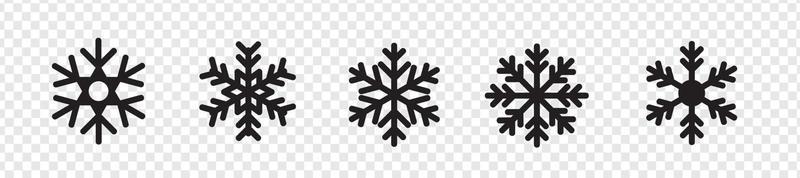 Schneeflocken schwarze Icons Set Vektor. isolierte Winter-Schneeflocke-Symbole im Hintergrund. dekoratives Weihnachtsschneeflockenzeichen. flache Design-Vektor-Illustration vektor