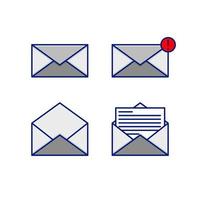 Mail-Cartoon-Stil-Icon-Set-Illustration vektor