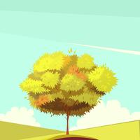 Baum mit Wurzel-Retro- Karikatur-Illustration vektor