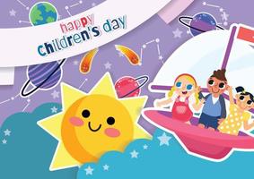 Kindertag Vektor Kinder und Spielzeug Kinder stopft lächelnde Sonne und Kindertapete