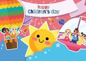 leende sol och barn barn och leksaker kid stuffs tapeter vektor