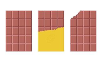 Satz von Milchschokolade in einem offenen Paket auf weißem Hintergrund. flache Vektorillustration vektor