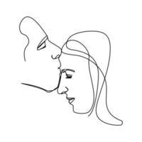 kontinuerlig linje par kysser visa kärlek vektor