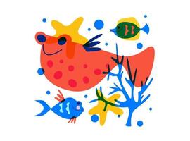 tropisk fisk. marint liv, undervattensvärld, akvariefiskar. vektor illustration på en vit bakgrund.