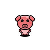 niedliche Schwein-Charakter-Cartoon-Design-Vorlage Illustration vektor