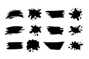 handgezeichnete kleckselemente tintenfarbe spritzer fleck spritzer verschiedene formen. isolierte ausgeschnittene Vektorgrafik für Aufkleber-Etikett-Banner-Design vektor