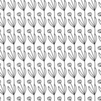 einfache kombinierbare nahtlose Muster. Tulpenblume botanische florale handgezeichnete Lineartelemente Punkte Punkte, monochromes Schwarz und Weiß. Design für Verpackungen Verpackungsgewebe Textil vektor