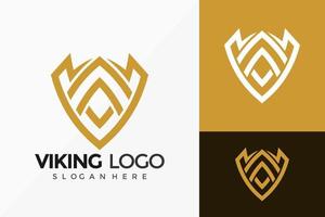 Schild Wikinger-Emblem-Logo-Vektor-Design. abstraktes Emblem, Designkonzept, Logos, Logoelement für Vorlage. vektor
