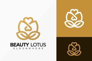 guld skönhet lotus smycken logotyp design, minimalistisk logotyp design vektor illustration mall