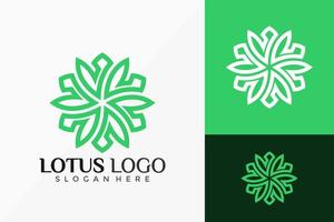 grön lotus blommig logotyp vektor design. abstrakt emblem, designkoncept, logotyper, logotypelement för mall.