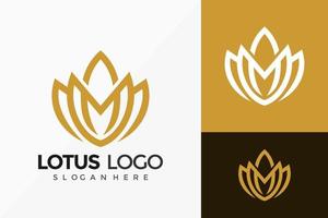 Buchstabe m Lotus-Logo-Vektor-Design. abstraktes Emblem, Designkonzept, Logos, Logoelement für Vorlage. vektor