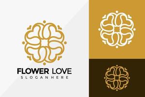 royal flower love logo design, varumärkesidentitet logotyper design vektor illustration mall