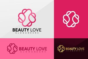 skönhet kärlek logotyp vektor, blomma mode logotyper design, modern logotyp, logo design vektor illustration mall