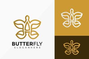 Schreiben Sie einen Schmetterling und ein Blattlogo-Vektordesign. abstraktes Emblem, Designkonzept, Logos, Logoelement für Vorlage. vektor