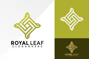 royal leaf logotyp design, kosmetiska mode företag logotyper vektor, modern logotyp, logo design vektor illustration mall