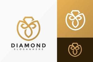 Golddiamantschmuck-Logo-Design, minimalistische Logos-Designs Vektor-Illustrationsvorlage vektor