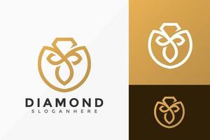 guld diamant smycken logotyp design, minimalistisk logotyp design vektor illustration mall