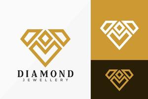 lyx linjekonst diamant logotyp vektor design. abstrakt emblem, designkoncept, logotyper, logotypelement för mall.