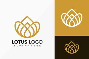 guld lotusblomma logotyp design, kreativa moderna logotyper design vektor illustration mall