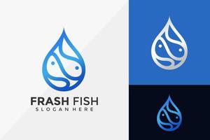 Drop-Welle, Drop-Logo-Design für frischen Fisch, moderne Logo-Designs-Vektor-Illustrationsvorlage vektor