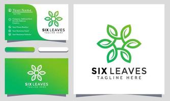 Logo-Vektor mit sechs grünen Blättern, Natur-Öko-Blätter-Logo-Design, modernes Logo, Logo-Design-Vektor-Illustrationsvorlage vektor