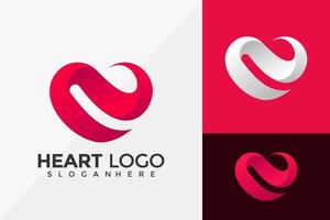 Buchstabe n Herz Liebe Logo Design, Markenidentität Logos Designs Vektor Illustration Vorlage