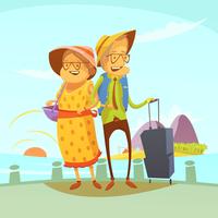 Senior Couple Traveling Illustration vektor