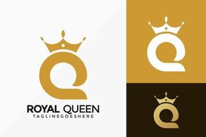 royal queen logotyp vektordesign. abstrakt emblem, designkoncept, logotyper, logotypelement för mall. vektor