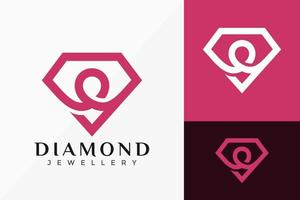 lyx linjekonst diamant smycken logotyp vektor design. abstrakt emblem, designkoncept, logotyper, logotypelement för mall.