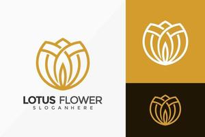 gyllene lotusblomma logotyp design, minimalistiska moderna logotyper design vektor illustration mall
