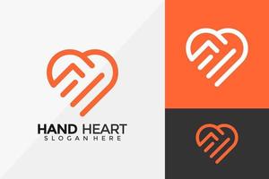 hand hjärta logotyp design, modern logotyp design vektor illustration mall