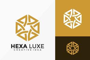 lyxig line art hexagon logotyp vektor design. abstrakt emblem, designkoncept, logotyper, logotypelement för mall.