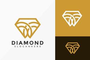 gyllene diamant smycken logotyp design, minimalistisk modern logotyp design vektor illustration mall