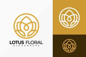 Luxus-Linien-Kunst-Lotus-Blumen-Logo-Vektor-Design. abstraktes Emblem, Designkonzept, Logos, Logoelement für Vorlage. vektor