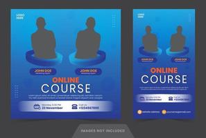 Social Media Post Feed und Story Online Webinar Kurs Business Marketing Template Banner oder Flyer Design mit blauer Farbe