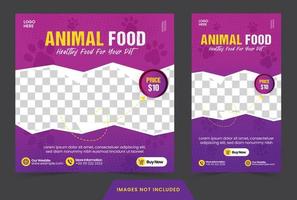 sociala medier post animal food baner eller flyer för sociala medier mall med modern stil vektor