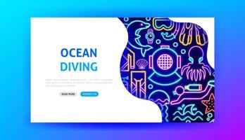 Ocean Diving Neon-Landingpage vektor