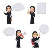 arabisk kvinna med tomma pratbubblor vektor