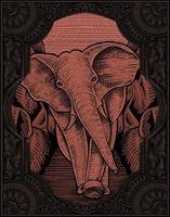 Illustration Vintage Elefant mit Gravur Stil vektor