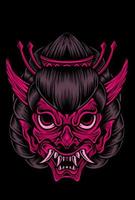 illustration vektor geisha oni mask