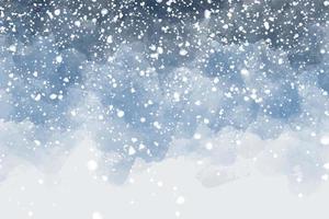 mörkblå natthimmel med snö fallande akvarell bakgrund vektor