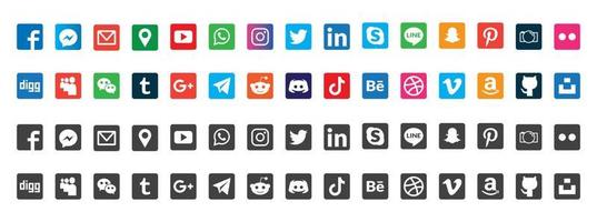 Social-Media-Logo-Set. facebook instagram twitter youtube snapchat whatsap pinterest linkedin vimeo tiktok periskop logo set. Symbol für soziale Netzwerke vektor
